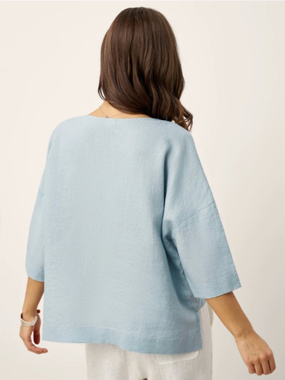*NEW* Lintico 100% Linen Drop Shoulder Asymmetric Layered Hem Overtop VIOLA - Picture 5 of 16
